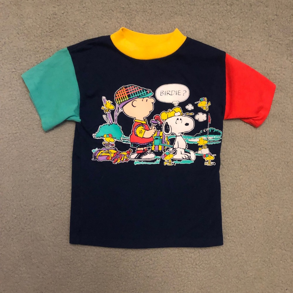 Single Stitch Vtg Peanuts Snoopy Golf Color Block T-Shirt  Made in USA 7